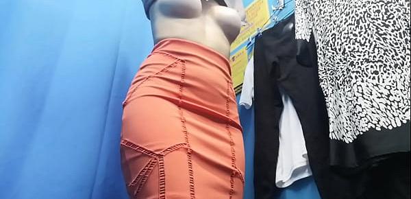 Dressing room. Cmera show. Russian girl with big boobs and nipples change clothes. Kriss Wou